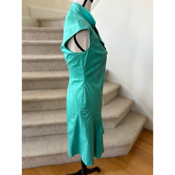 Akris Punto Turquoise Green Asymmetric Zip Fit & Flare Sheath Dress - Picture 5 of 9